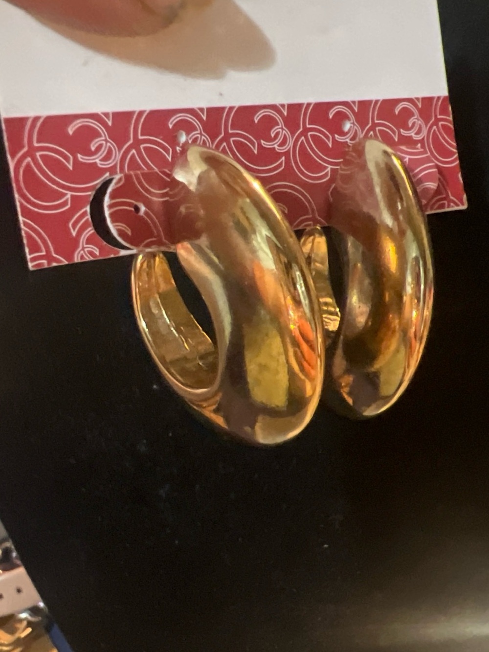 Charming Charlie Shiny Gold Curved Hoop Earrings